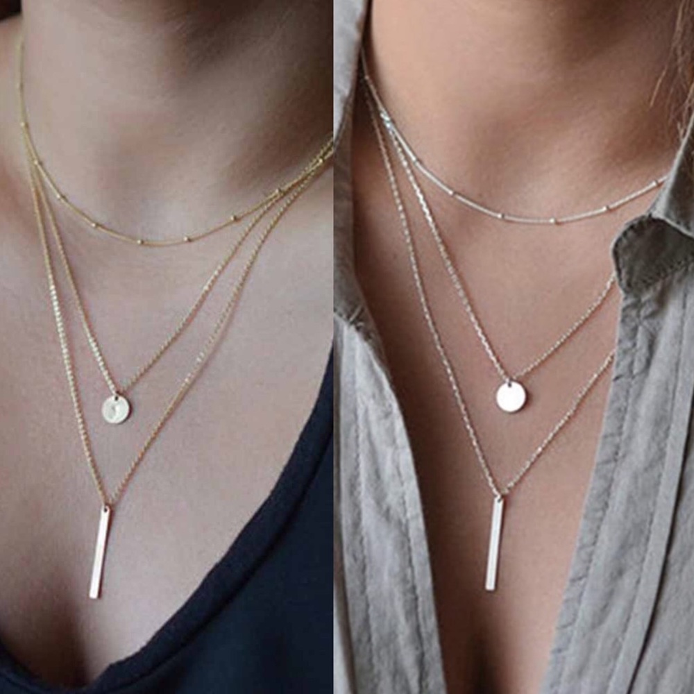 New Stunning Boho Layered Silver or Gold Necklace